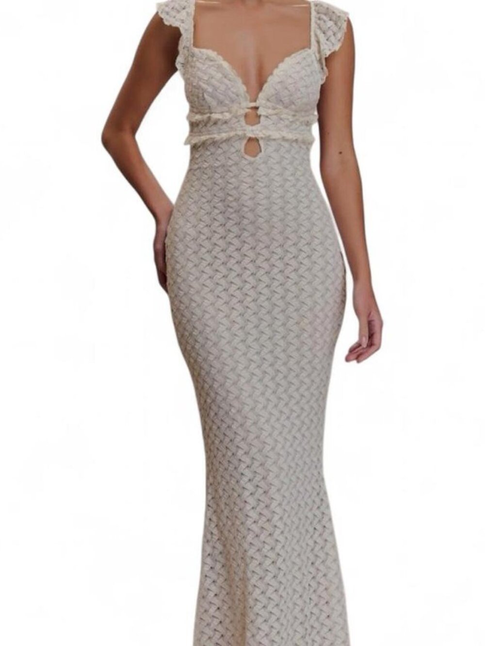 Meshki Ezra Lace Maxi Dress in White NWT